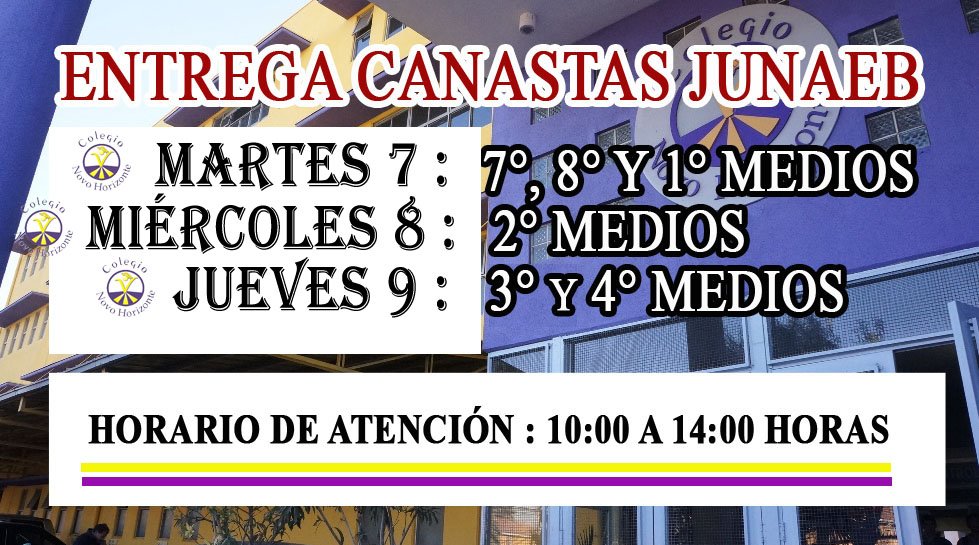 Novo Horizonte realizará Segunda Entrega de Canastas Junaeb a partir de este martes 7