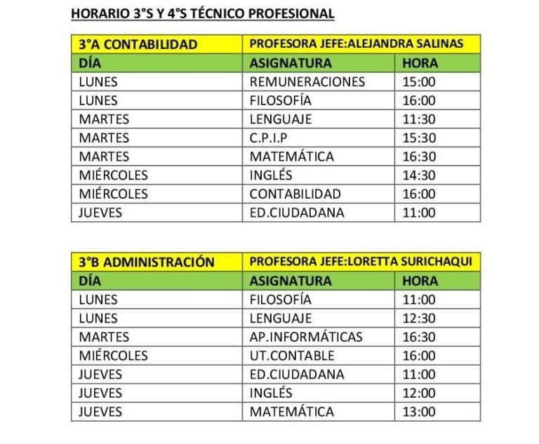 Clases online: Aquí están los días y horarios de 3° y 4° Medios TP