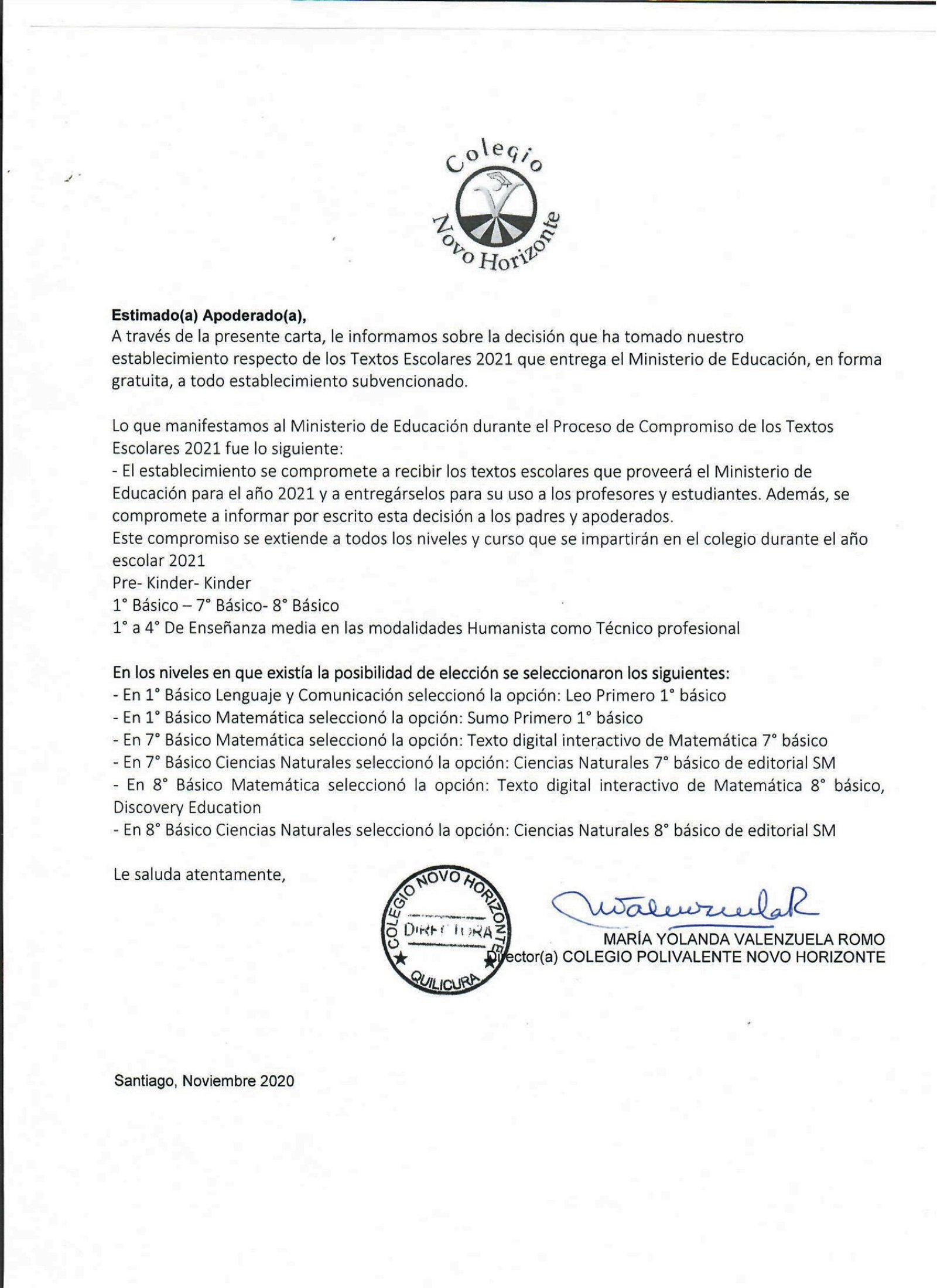 Comunicado sobre la entrega de Textos Escolares 2021 del Mineduc