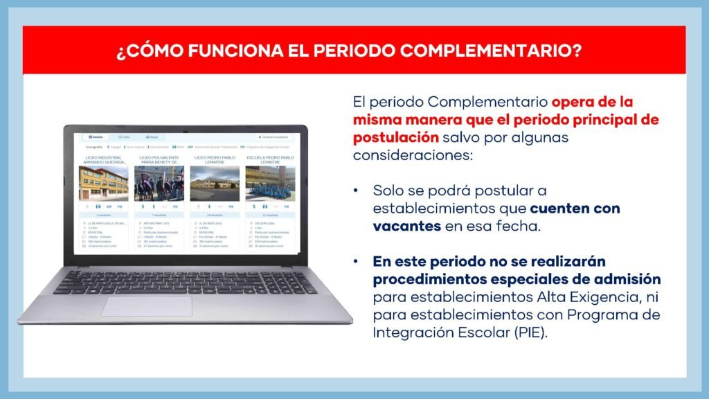 Hasta el 30 de noviembre dura el Periodo Complementario de Postulación