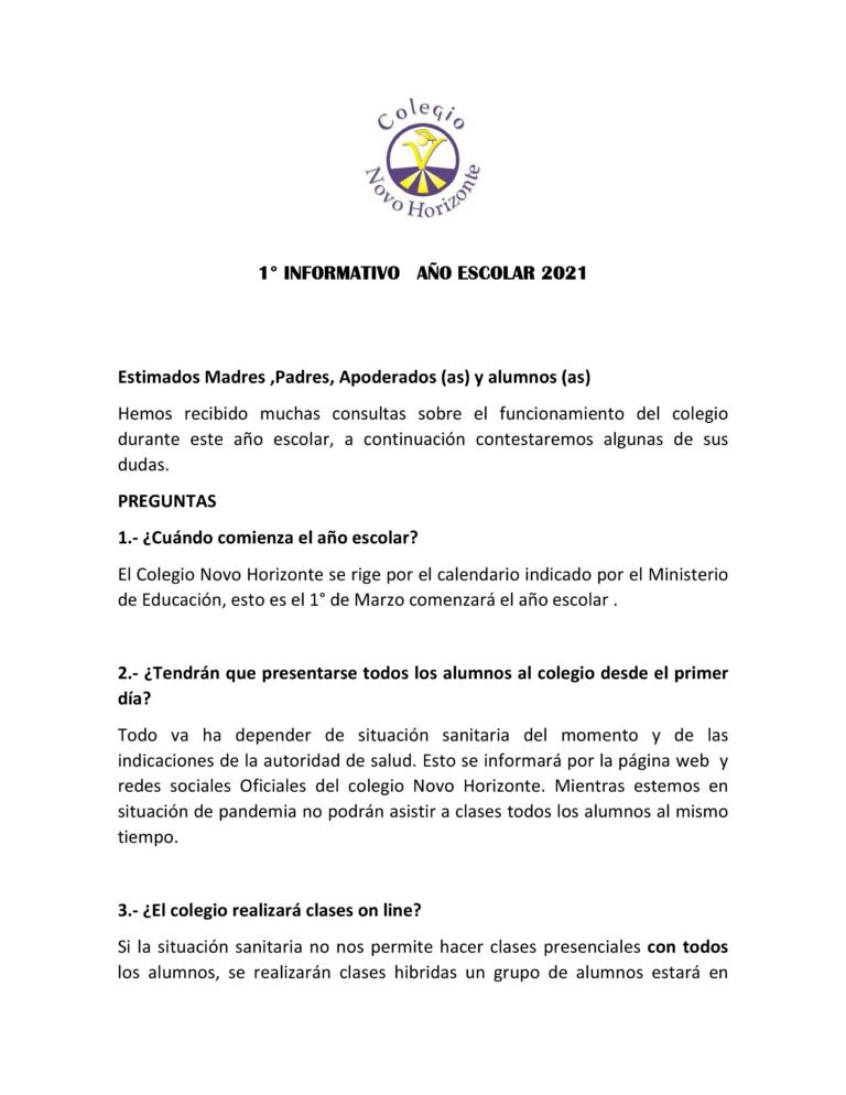 Todo lo que tienes que saber sobre el inicio del Año Escolar 2021