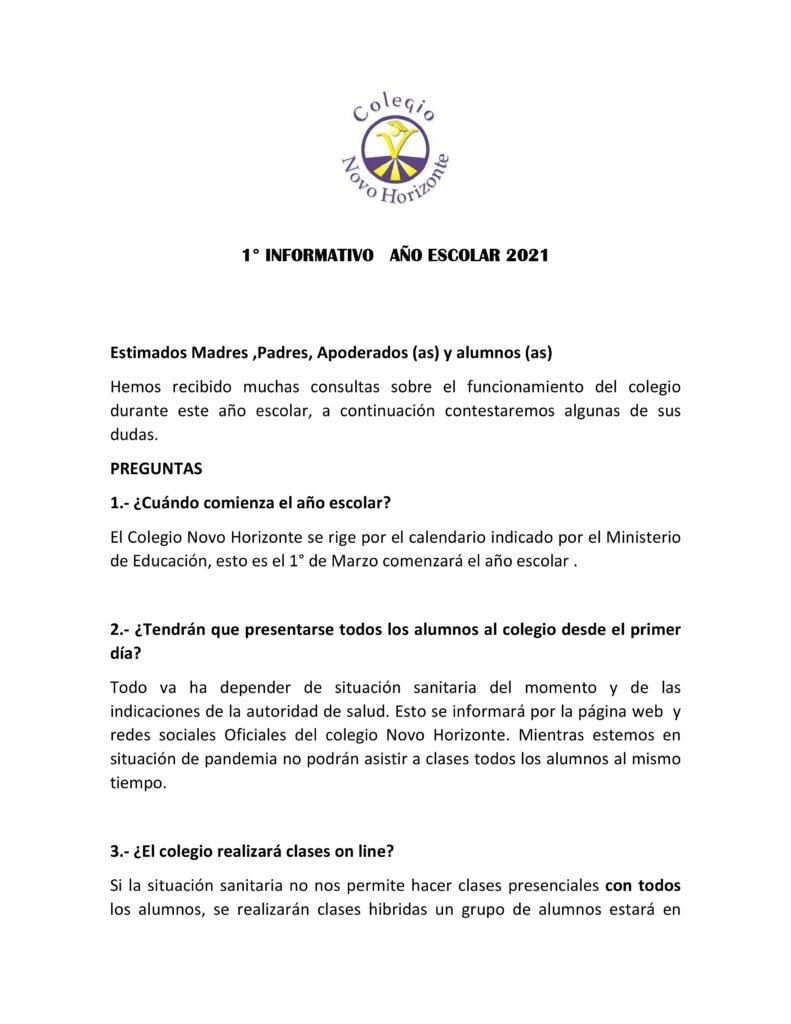 Todo lo que tienes que saber sobre el inicio del Año Escolar 2021